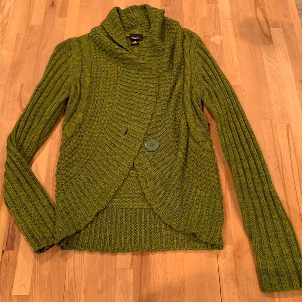Dark Green Cardigan Sweater